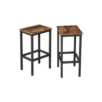Set Of Two Industrial Bar Stools Chairs With Footrest, 4 of 7