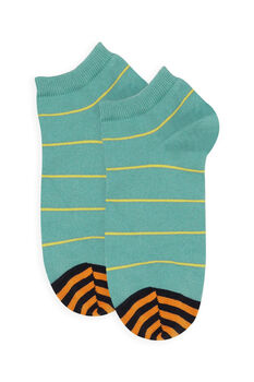 Thin Stripe Black And Teal Men's Trainer Socks Bundle, 5 of 5