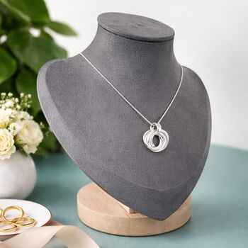 70th Birthday Sterling Silver Seven Ring Pendant Necklace, 4 of 6