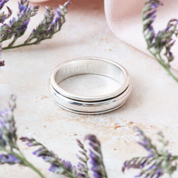 Personalised Sterling Silver Slim Spinning Ring, 4 of 11