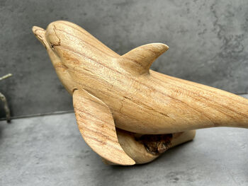 30cm Hand Carved Playful Dolphin Figurine Home Decor, 8 of 12