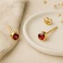 Gold Plated Sterling Silver January Garnet Birthstone Stud Earrings, thumbnail 2 of 6