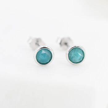 Sterling Silver Rose Cut Amazonite Stud Earrings, 7 of 12