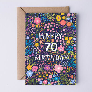 70th Birthday Card For Women, Floral 70th Card, For Her, 2 of 3