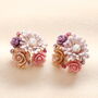 Purple Flower Bouquet Stud Earrings In Gold Plating, thumbnail 1 of 3