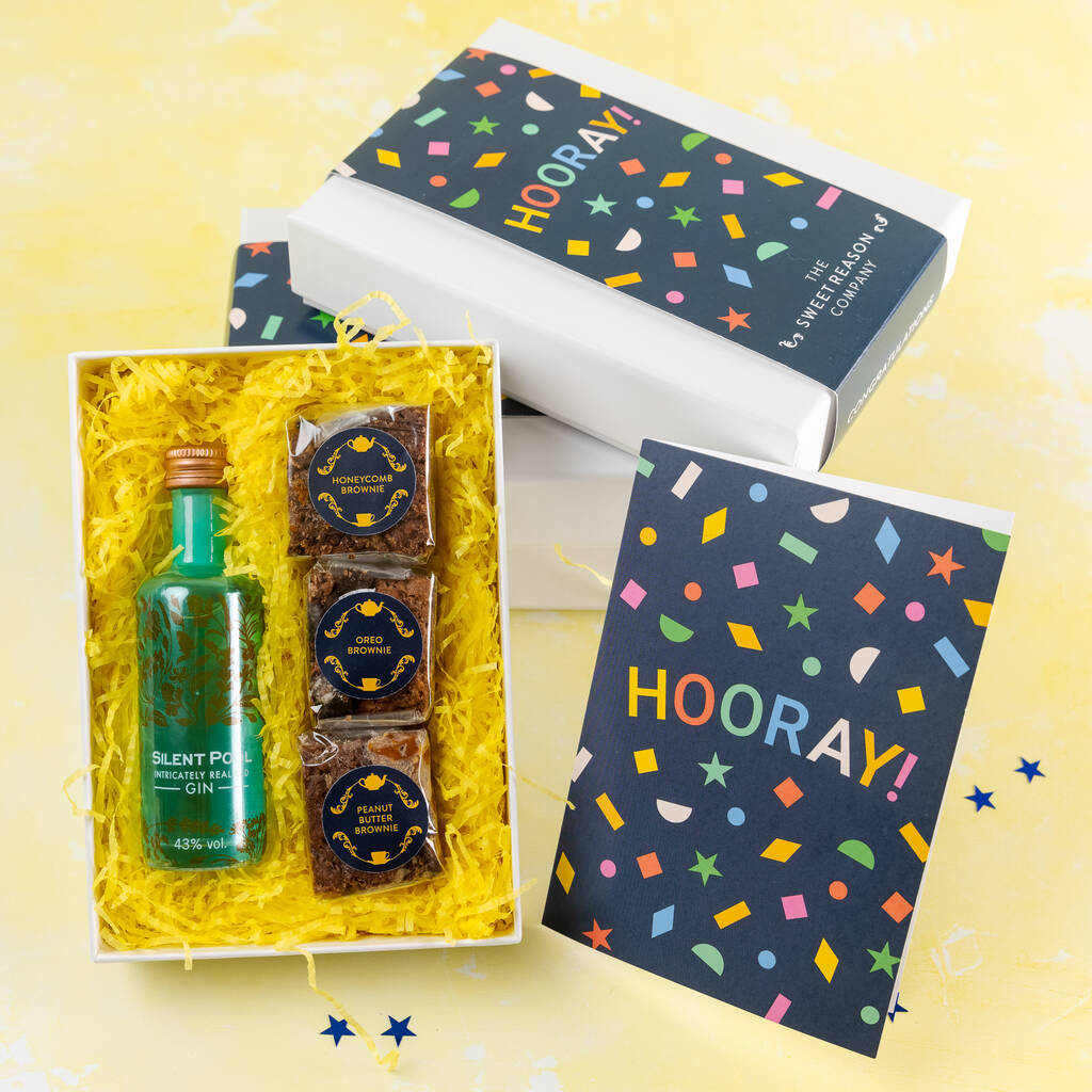 'Hooray!' Vegan Brownies And Gin Gift, 1 of 3