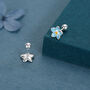 Sterling Silver Forget Me Not Flower 18 G Screw Back Stud Earrings With Ball Backs, thumbnail 4 of 11