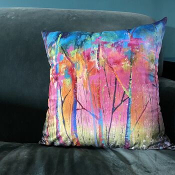 Abstract Forest Velvet Cushion, 3 of 5