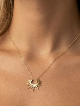 Women's Sun Pendant Necklace In 18k Gold, 5 of 5
