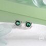 Sterling Silver Emerald Green Cz Cat Stud Earrings, thumbnail 5 of 12