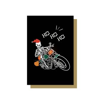 Biker Skeleton Santa Christmas Card, 2 of 5