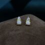 Sterling Silver Tiny White Opal And Cz Stud Earrings, thumbnail 5 of 11