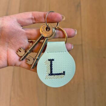 Stitch Your Own Personalised Keyring Kit Vegan Leather, 10 of 12