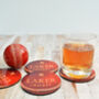 Set Of Four Personalised Cricket Ball Coasters, thumbnail 4 of 4