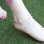 Golden Brass Rounds Pearl Beads Indian Payal Anklet, thumbnail 2 of 6