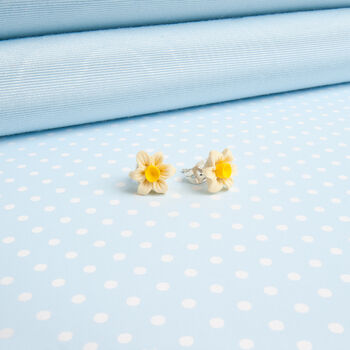 Hand Painted Daffodil Stud Earrings In Two Sizes, 3 of 4