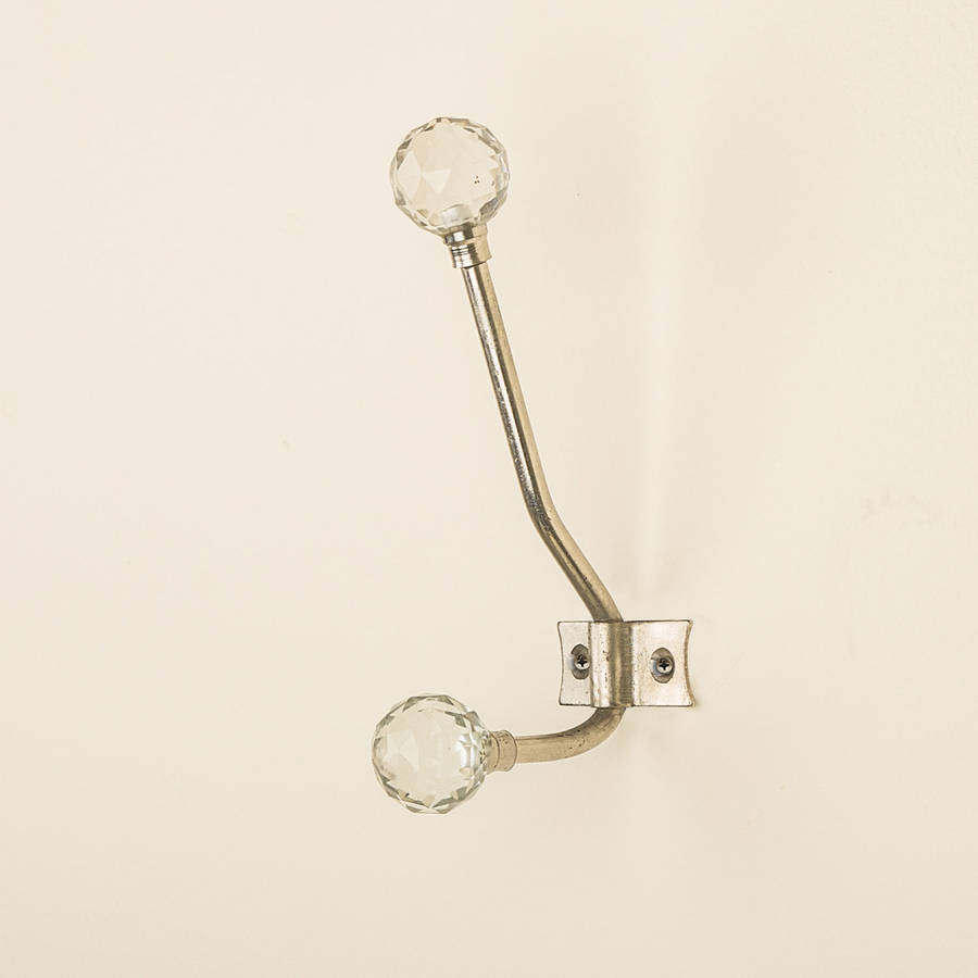 Single Crystal Ball Double Coat Hook By Dibor