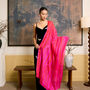 100% Mulberry Silk Scarf, Hot Pink With Red Stripes In Gift Box, thumbnail 1 of 9