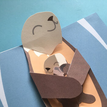 Handmade Sea Otter And Baby Pup Pop Up Card, 4 of 5