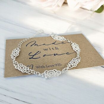 Sterling Silver Lace Link Bracelet, 3 of 5