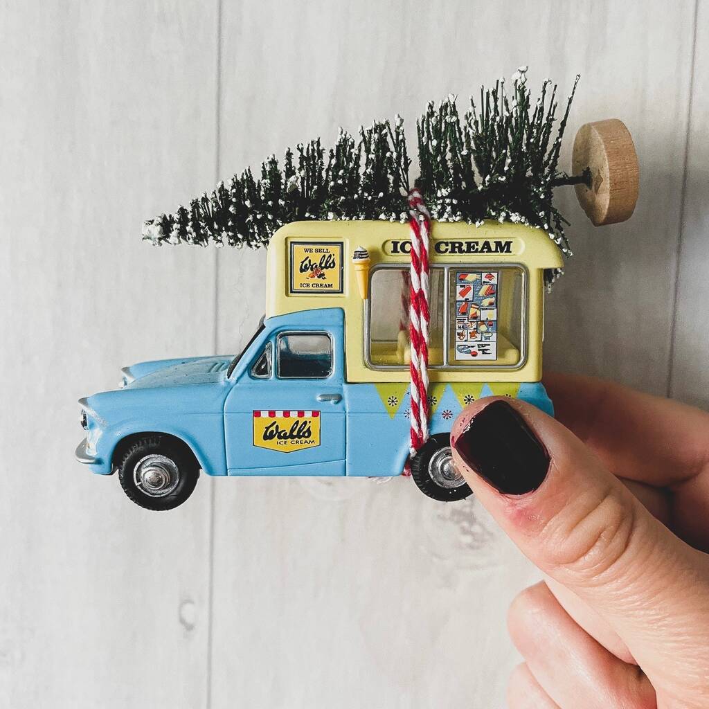Blue Cream Ice Cream Van With Christmas Tree, 1 of 2
