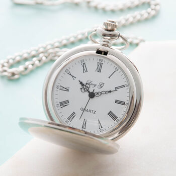 Personalised Silver Wedding Fob Pocket Watch And Gift Box, 7 of 8