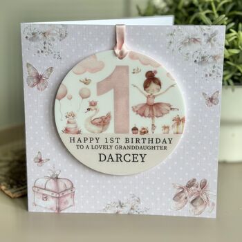 Any Age, Any Relation, 1st Birthday Or Any Age Pink Ballerina Keepsake Card, 3 of 4