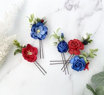 Red, White And Royal Blue Hair Pins, 4 of 5