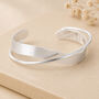Adjustable Sterling Silver Plated Open Crossover Cuff Bangle, thumbnail 1 of 8