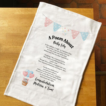 Personalised New Baby Gift Poem Tea Towel, 8 of 10