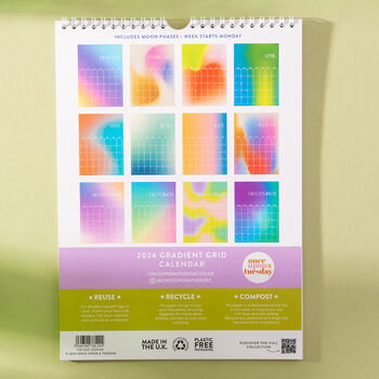 2024 Gradient Grid Wall Calendar | A4, 5 of 6
