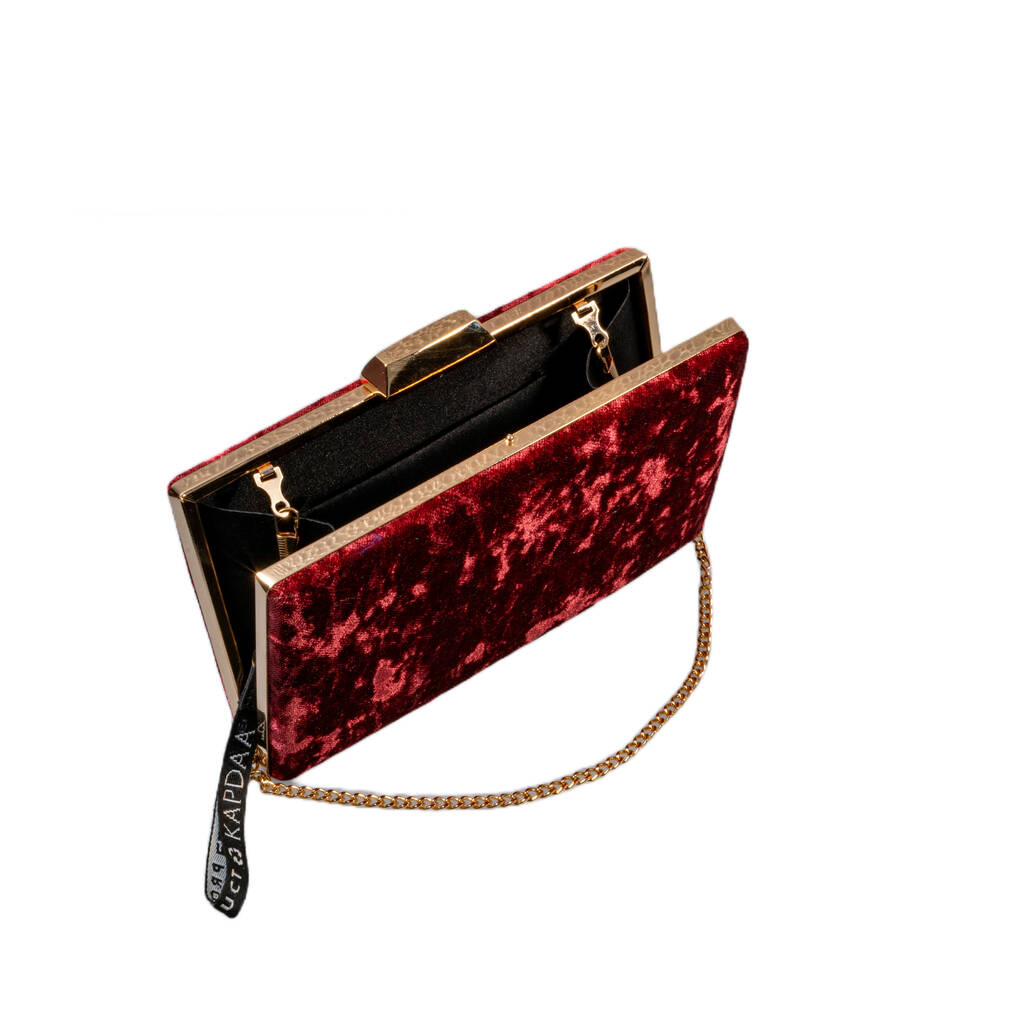 Evening Box Clutch Pink Floral Velvet Sling By KAPDAA The Offcut Company