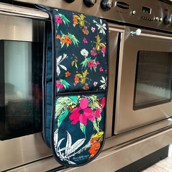 Double Oven Glove Cherry Blossom Navy Floral, 4 of 10
