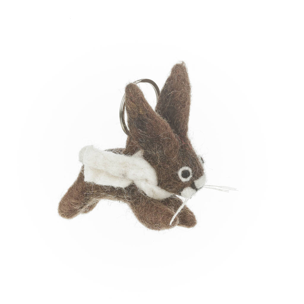 Handmade Felt Fair Trade Herbie Hare Keyring