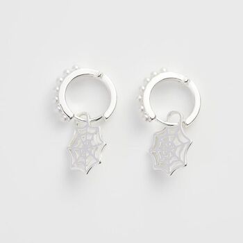 Cobweb Huggie Silver Earrings, 4 of 7