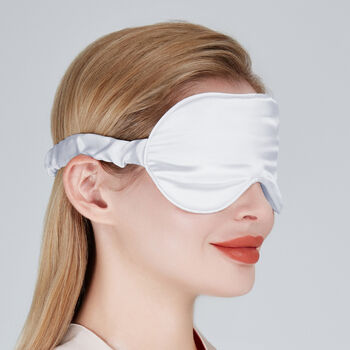 Silk Pillowcase And Eye Mask Giftbox Sleep Mask And Pillow Case White 100% Pure Soft Mulberry Silk Luxury Travel Gift Set, 3 of 11