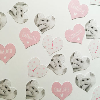 Personalised Photo '1st Birthday' Girl's Table Confetti, 2 of 4