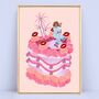 Personalised Lips Birthday Cake Illustration Art Print, thumbnail 8 of 9