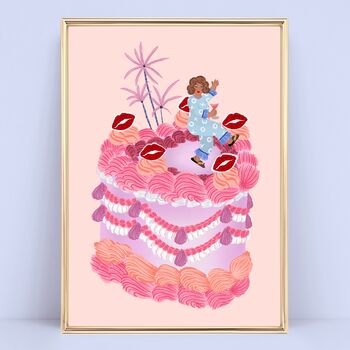 Personalised Lips Birthday Cake Illustration Art Print, 8 of 9