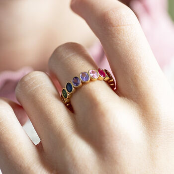 Multi Coloured Ovals Gemstone Ring, 2 of 5