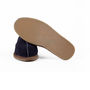 Mens Handmade Navy Sheepskin And Suede Slippers, thumbnail 5 of 7