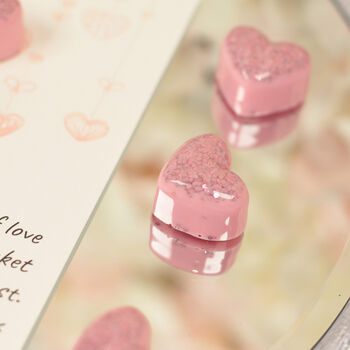 Personalised Pink Glitter Resin Pocket Heart Hug In The Post, 4 of 5