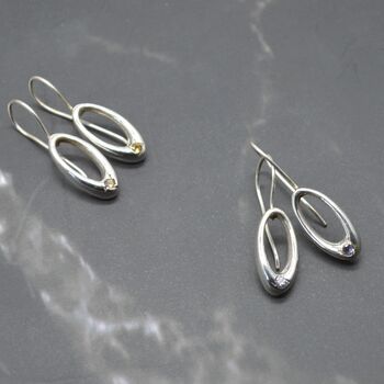 Citrine Or Iolite Silver Earrings: Oval Gemstone Drop, 3 of 6