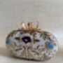 Flower Clasp Oval Off White Clutch, thumbnail 4 of 9