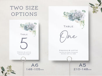 Wedding Table Numbers And Table Names Succulent Design, 2 of 4
