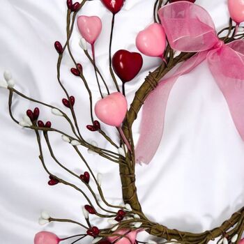 Light Up Twig Wreath Adorned With Hearts, 5 of 8