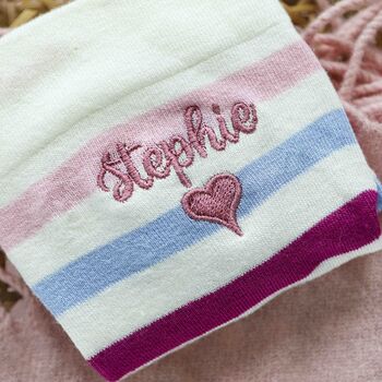 Pink Personalised Name Bamboo Socks Gift For Her, 4 of 4