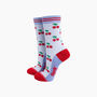 Cherry Striped Bamboo Socks In Blue, thumbnail 1 of 4