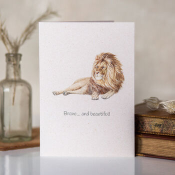 Recycled 'Brave And Beautiful' Lion Charity Card, 2 of 3