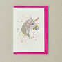 Unicorn Head 'Iron On Patch' Greeting Card, thumbnail 1 of 2
